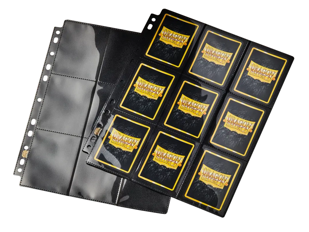 50 18-Pocket Pages Black - Sideloading - MTG PKM YGO - 11-Hole - Feuilles Noir