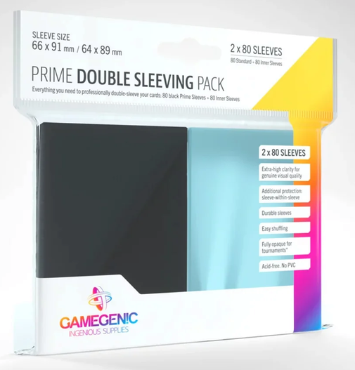 Gamegenic Prime Double Sleeving Pack 80 - Black.