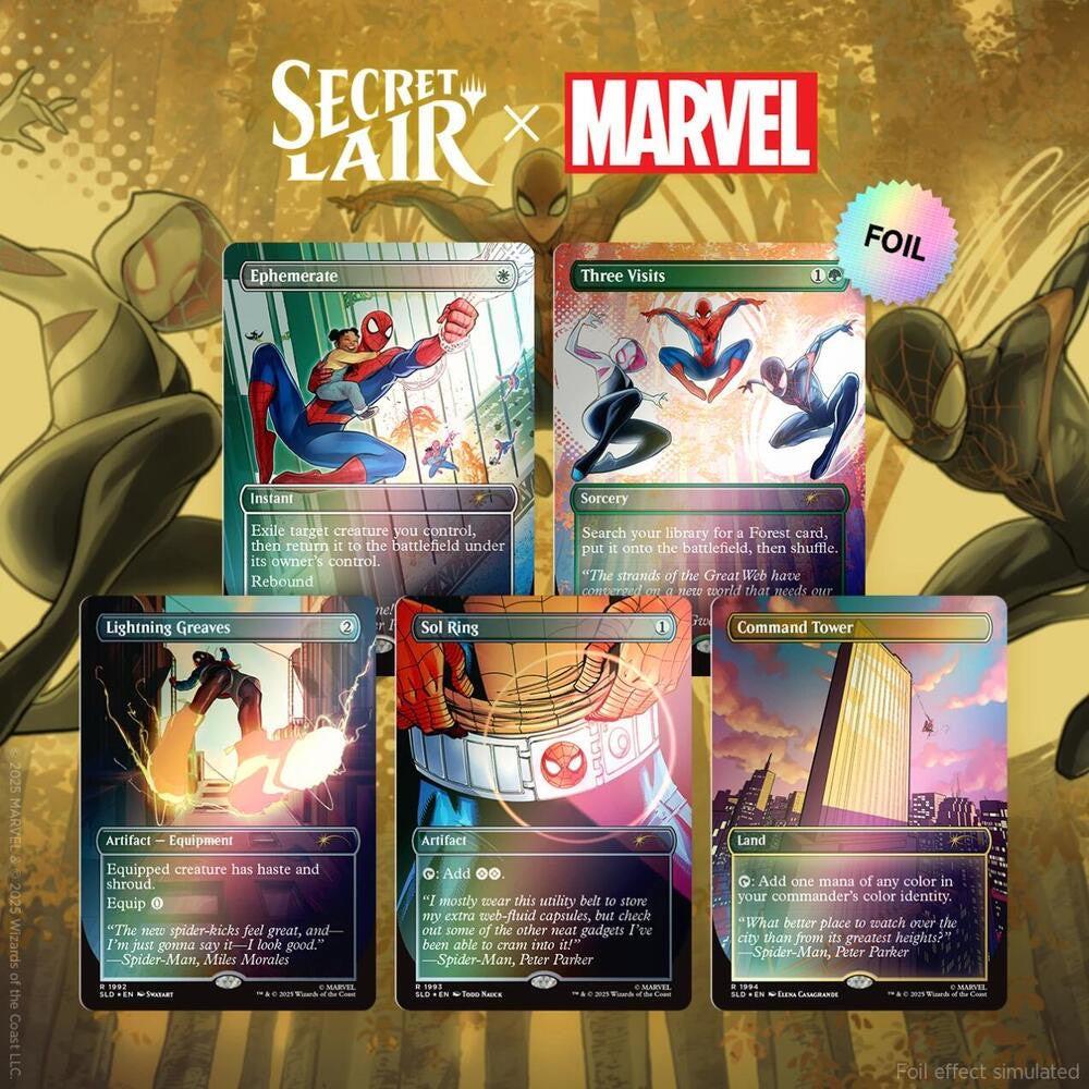 Secret Lair Drop: Secret Lair x Marvel's Spider-Man: Heroic Deeds - Rainbow Foil Edition.