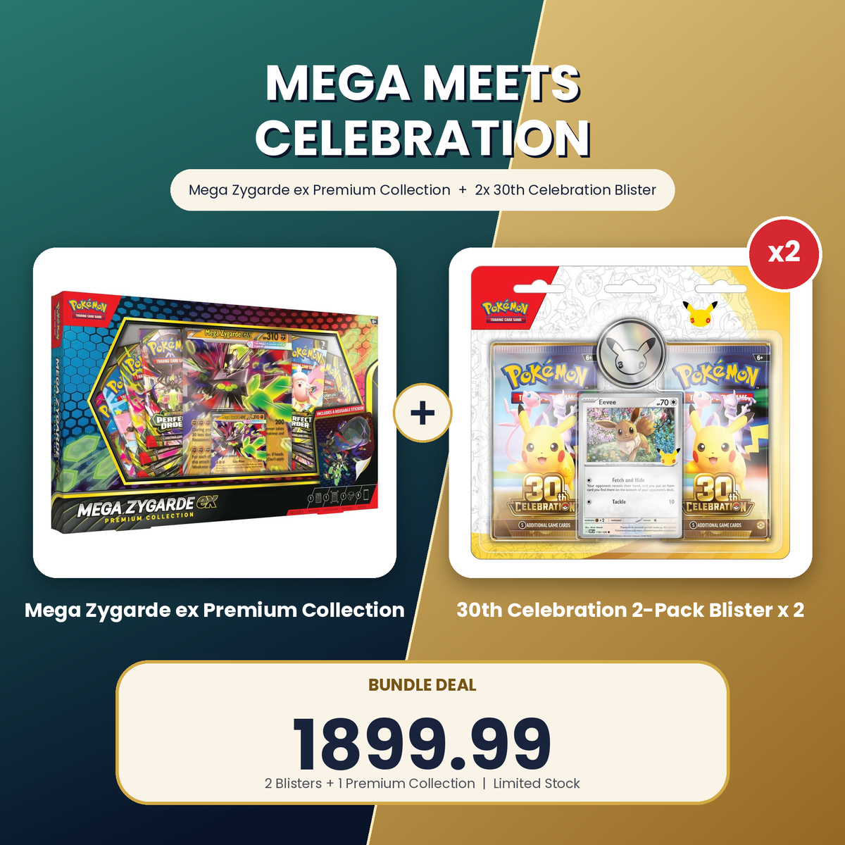 Mega Zygarde ex Premium Collection + 30th Anniversary 2 pack Blister Bundle.