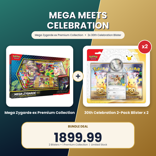 Mega Zygarde ex Premium Collection + 30th Anniversary 2 pack Blister Bundle.
